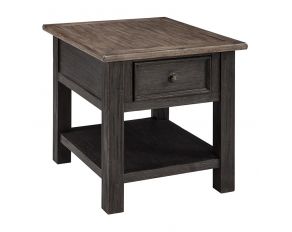 Tyler Creek End Table in Grayish Brown and Black