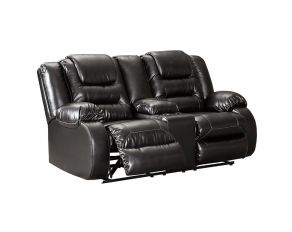 Ashley Furniture Vacherie Double Recliner Loveseat with Console in Black