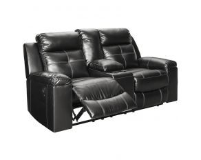 Ashley Furniture Kempten Double Recliner Console Loveseat in Black