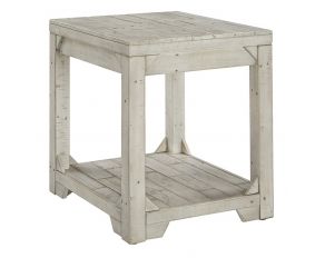 Ashley Furniture Fregine Rectangular End Table in White Wash