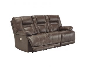 Ashley Furniture Wurstrow Power Recliner Sofa with Adjustable Headrest in Umber