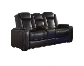 Party Time Power Reclining Loveseat with Console in Midnight