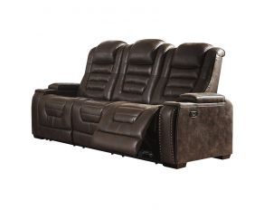 Game Zone Power Reclining Sofa with Adjustable Headrest in Bark