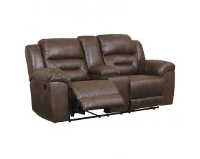 Stoneland Reclining Loveseat with Console in Chocolate