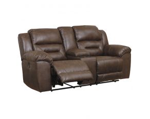 Stoneland Power Reclining Loveseat with Console in Chocolate