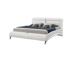 Jeremaine Queen Upholstered Platform Bed in Glossy White