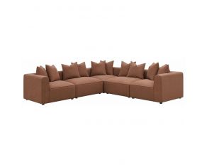 Jennifer 5 Piece Sectional in Terracotta