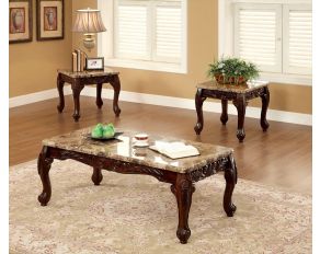 Furniture of America Lechester 3 Pc. Table Set (Coffee + 2 End) in Dark Oak Finish