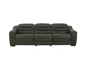 Center Line 3-Piece Power Reclining Sectional in Dark Gray