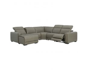 Correze 5-Piece Power Reclining Sectional with Left Arm Facing Press Back Power Chaise in Gray