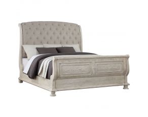 Barton Creek King Upholstered Sleigh Bed in Off White