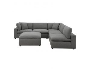 Cloud 9 Five Piece Sectional Sofa in Charcoal