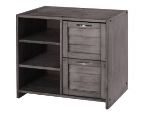 Louver 2 Drawer Chest with Shelves in Antique Grey