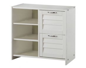 Louver 2 Drawer Chest with Shelves in White