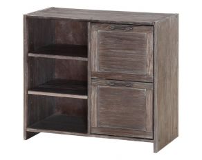 Barn Door 2 Drawer Chest with Shelves in Brushed Shadow