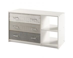 Panel 3 Drawer Chest in Greys and White