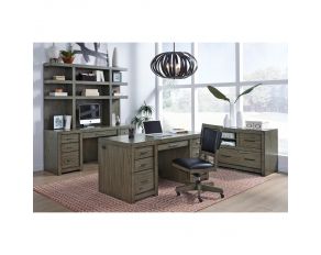 Modern Loft Executive Desk Office Set in Greystone