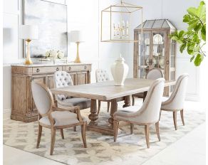 Architrave Trestle Dining Set in Rustic Almond