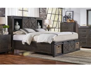 Sun Valley Queen Storage Bed with Integrated Bench in Charcoal