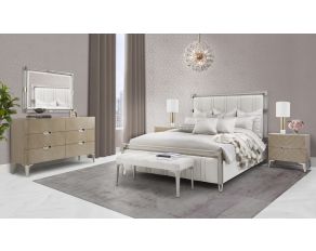 Penthouse Channel-Tufted Upholstered Bedroom Set in Ash Gray