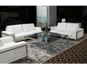 Mia Bella Gianna White Living Room Set in Stainless Steel