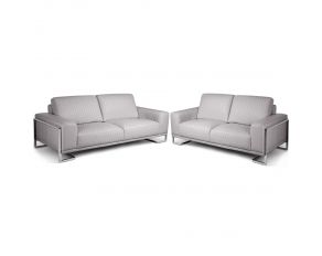 Mia Bella Gianna Light Gray Living Room Set in Stainless Steel