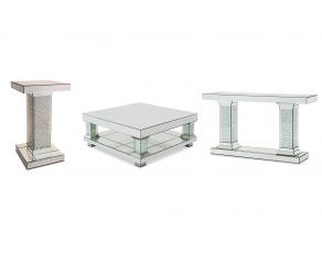 Montreal Mirrored with Crystal Accents Occasional Table Set