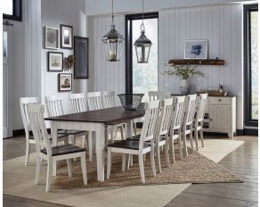 Toluca Leg Dining Table Set in Chalk White and Cocoa Bean