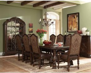 Valencia Trestle Dining Set in Dark Oak