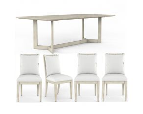 Cotiere Rectangular Trestle Dining Set in Light Wood