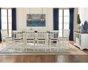 Mariposa Gathering Height Leg Dining Set in Cocoa Bean and Chalk
