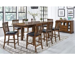 Mariposa Gathering Height Dining Set in Rustic Whiskey