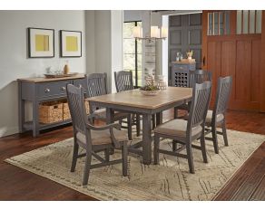 Port Townsend Trestle Dining Set in Gull and Seaside Pine