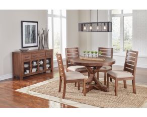 A-America Anacortes Round Dining Set in Salvage Mahogany