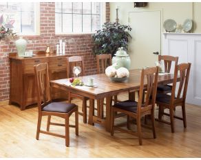 Cattail Bungalow Trestle Dining Set in Warm Amber