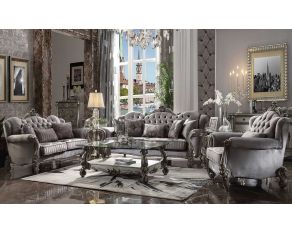 Versailles Wingback Living Room Set in Antique Platinum