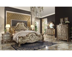 Dresden Panel Bedroom Collections in Bone and Gold Patina