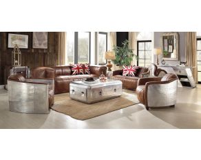 Brancaster Living Room Set in Retro Brown