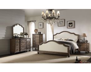 Baudouin Panel Bedroom Collections in Beige and Weathered Oak Finish