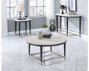 Ayser Occasional Table Set in White Washed and Black