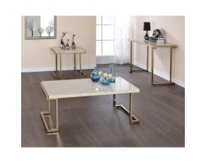 Boice II Occasional Table Set with Faux Marble Top in Champagne