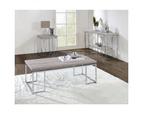 Chafik Occasional Table Set in Natural Oak and Chrome