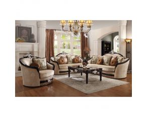 Ernestine Living Room Set in Tan and Black Finish