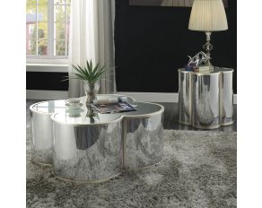 Clover Occasional Table Set in Silver and Champagne Finish