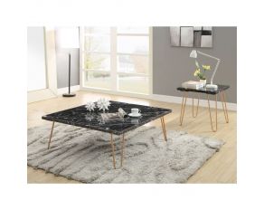 Telestis Coffee Table Set in Black Marble and Gold