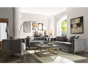 Sidonia Living Room Set in Gray Velvet