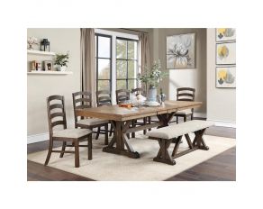 Pascaline Rectangular Dining Set in Rustic Brown