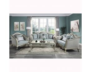 Qunsia Living Room Set in Light Gray and Champagne Finish