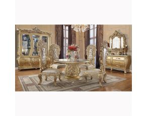 Cabriole Round Dining Set in Gold Finish