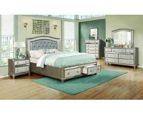 Bling Game Storage Bedroom Set in Metallic Platinum